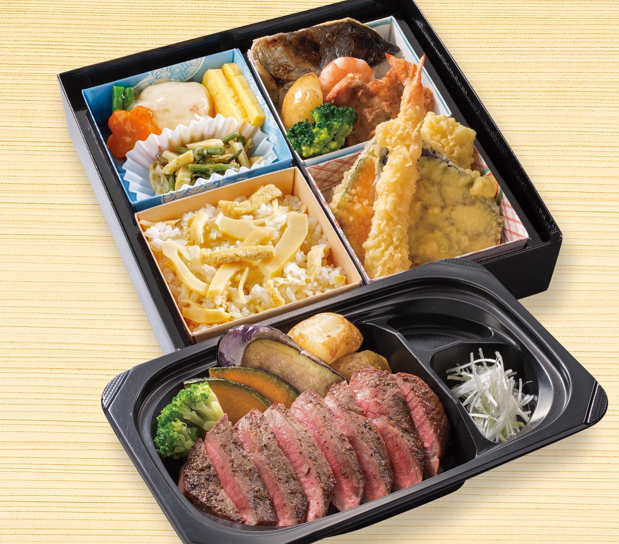 すかいらーくの宅配 松花堂弁当 黒毛和牛ステーキ付き